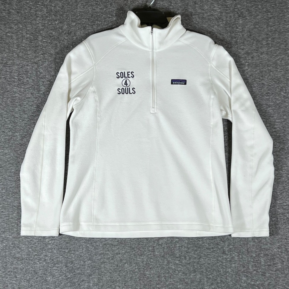 Patagonia Soles 4 Souls Womens L White Pullover Fleece Jacket Quarter Zip